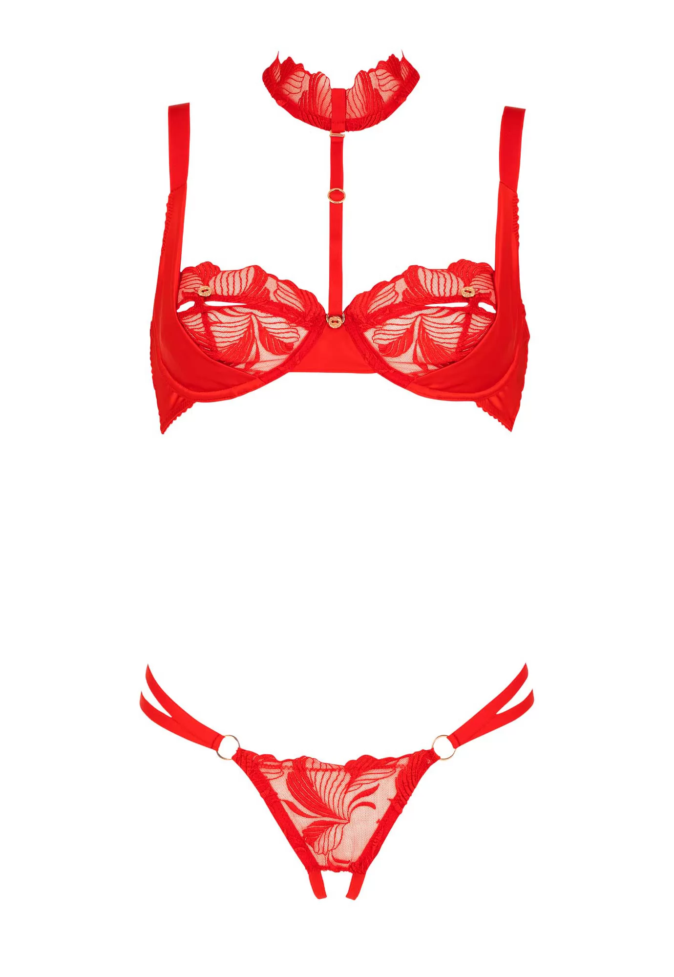 Libertine String ouvert rouge