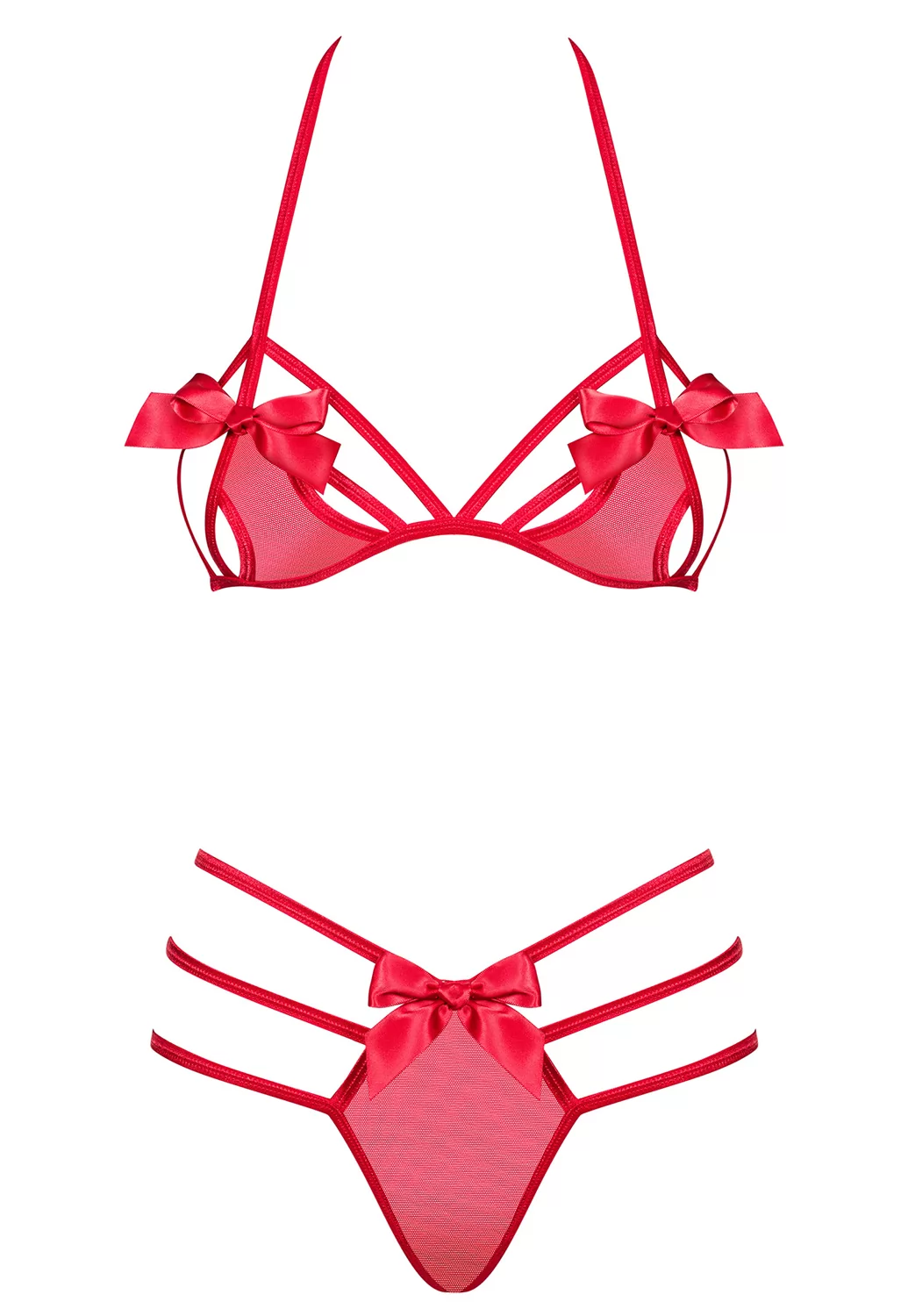 Lingerie sexy soutien gorge ouvert rouge Giftella 2p