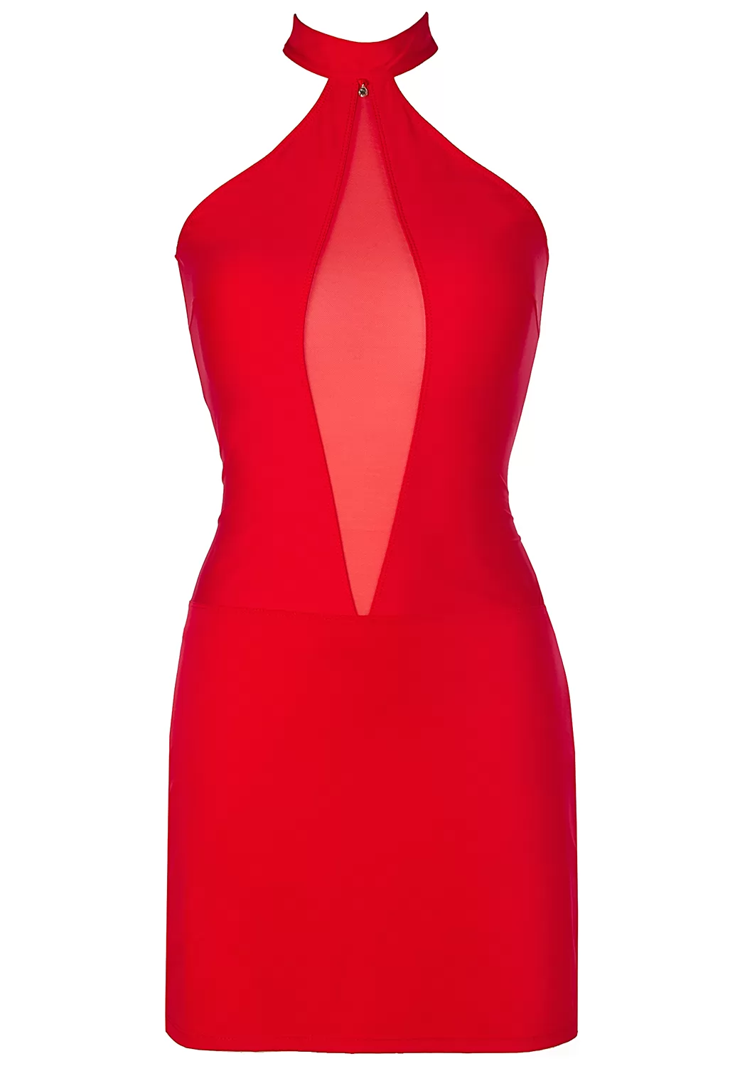 Robe sexy rouge décolleté transparent