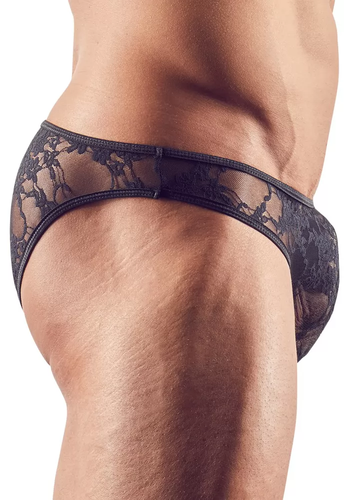 Slip noir dentelle pour homme