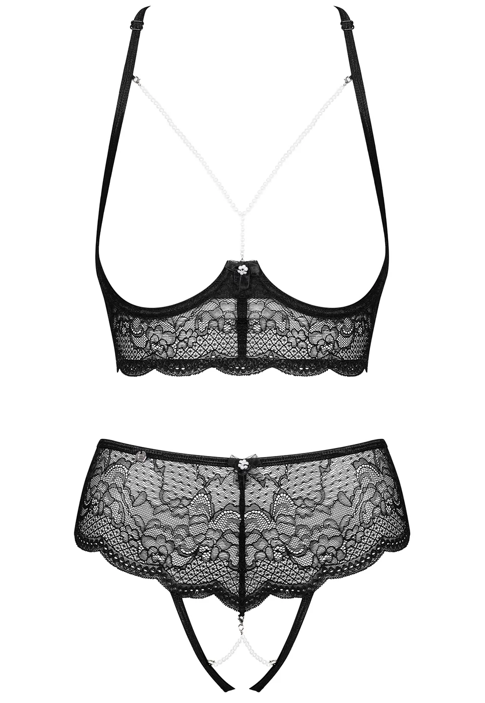 Soutien gorge ouvert perles et culotte Pearlove