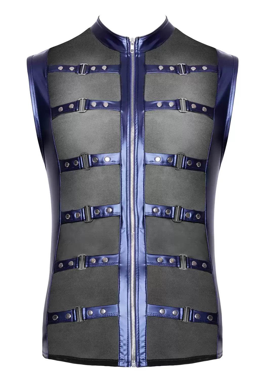 Tee shirt sans manches bleu métallique