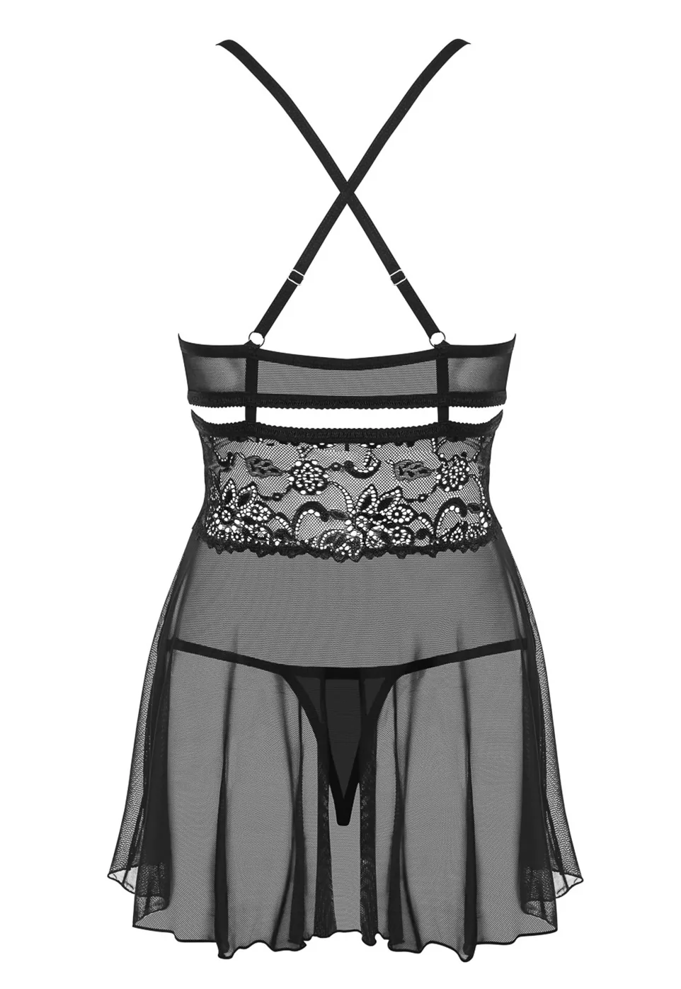 Babydoll dentelle string Noir 838