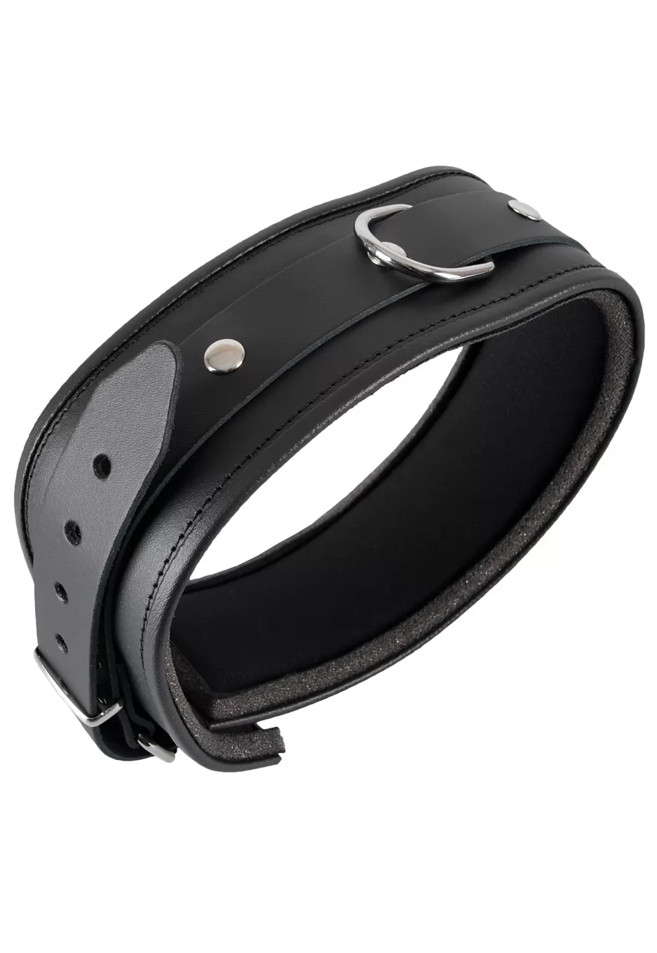 Collier large en cuir avec anneau