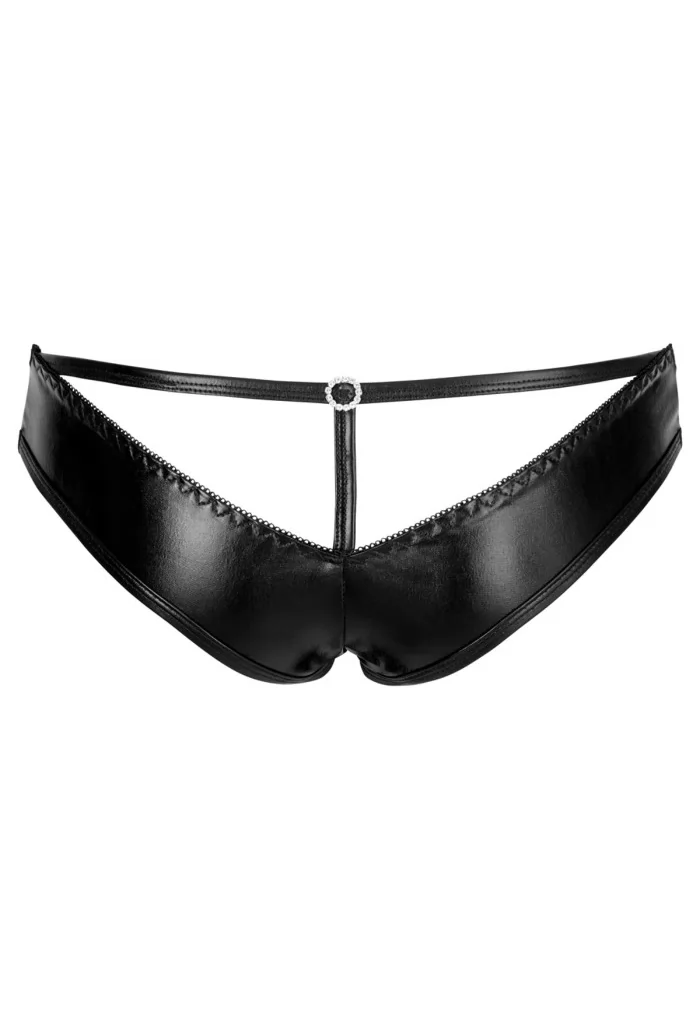 Culotte cuir simili dos ajouré bijou