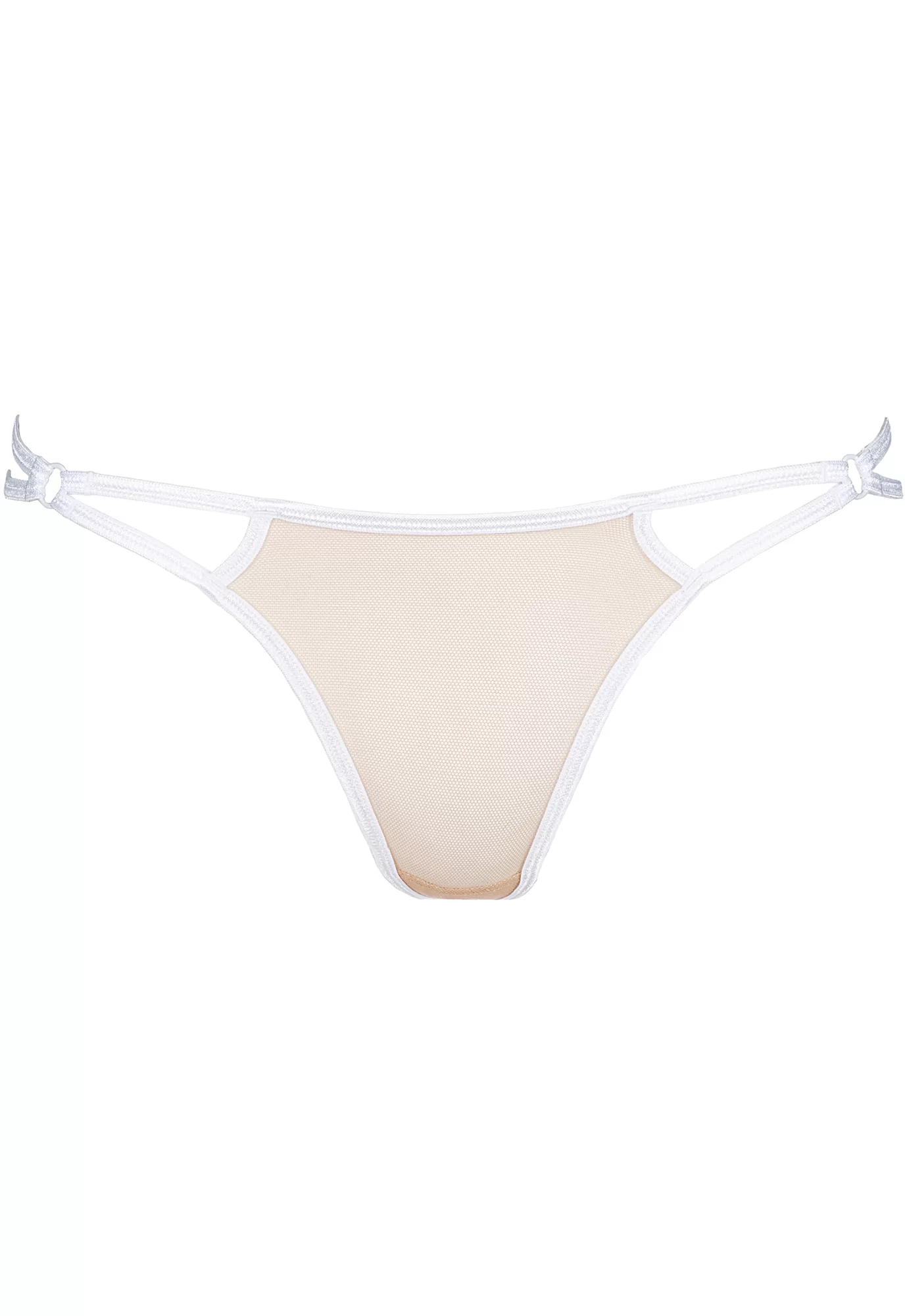 Culotte ouverte blanche brodée tulle beige