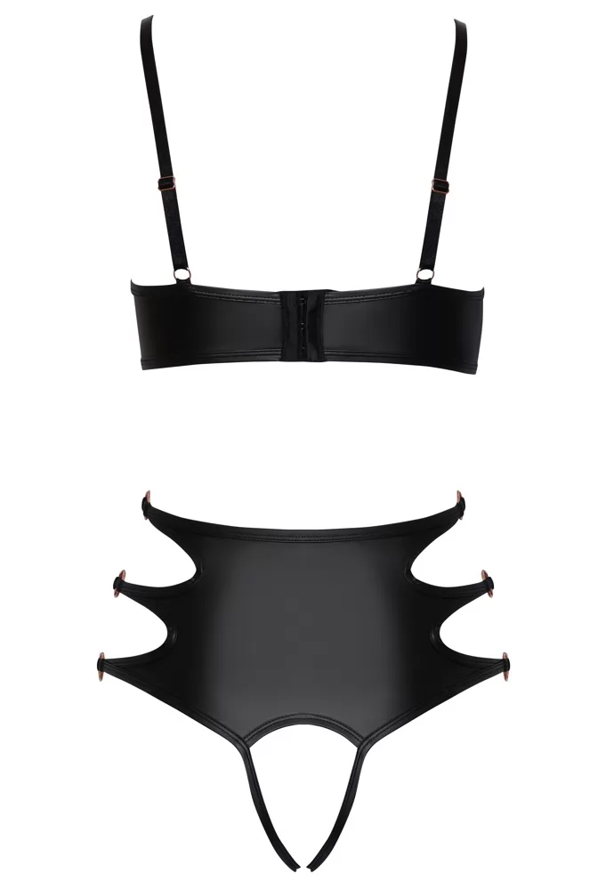 Lingerie ouverte bondage faux cuir 2p