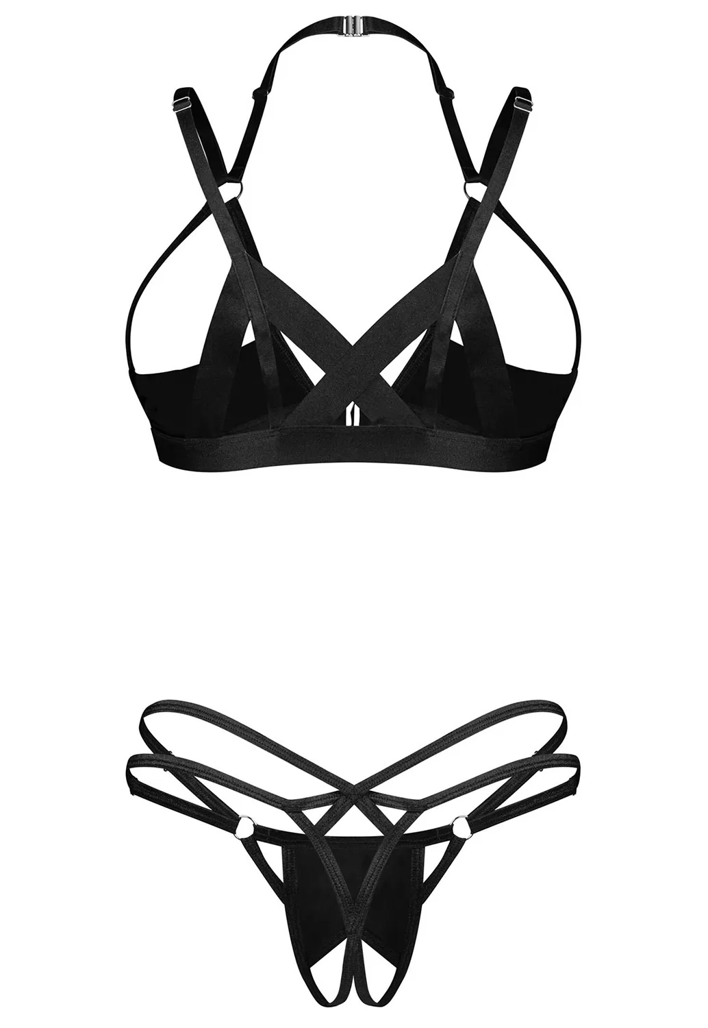 Lingerie ouverte vinyl noir Keira Lise