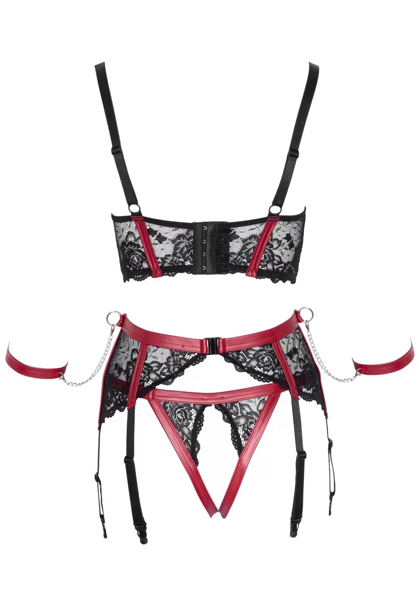 Bustier redresse seins string ouvert jarretelles fetish