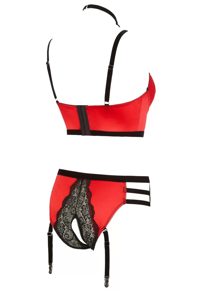 Lingerie bondage rouge short jarretelles