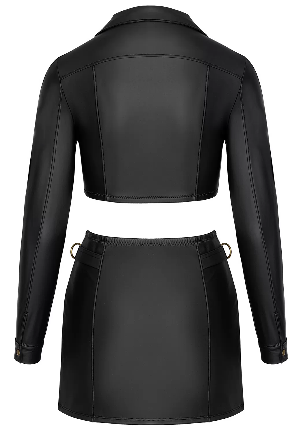 Mini jupe et veste sexy noir mat