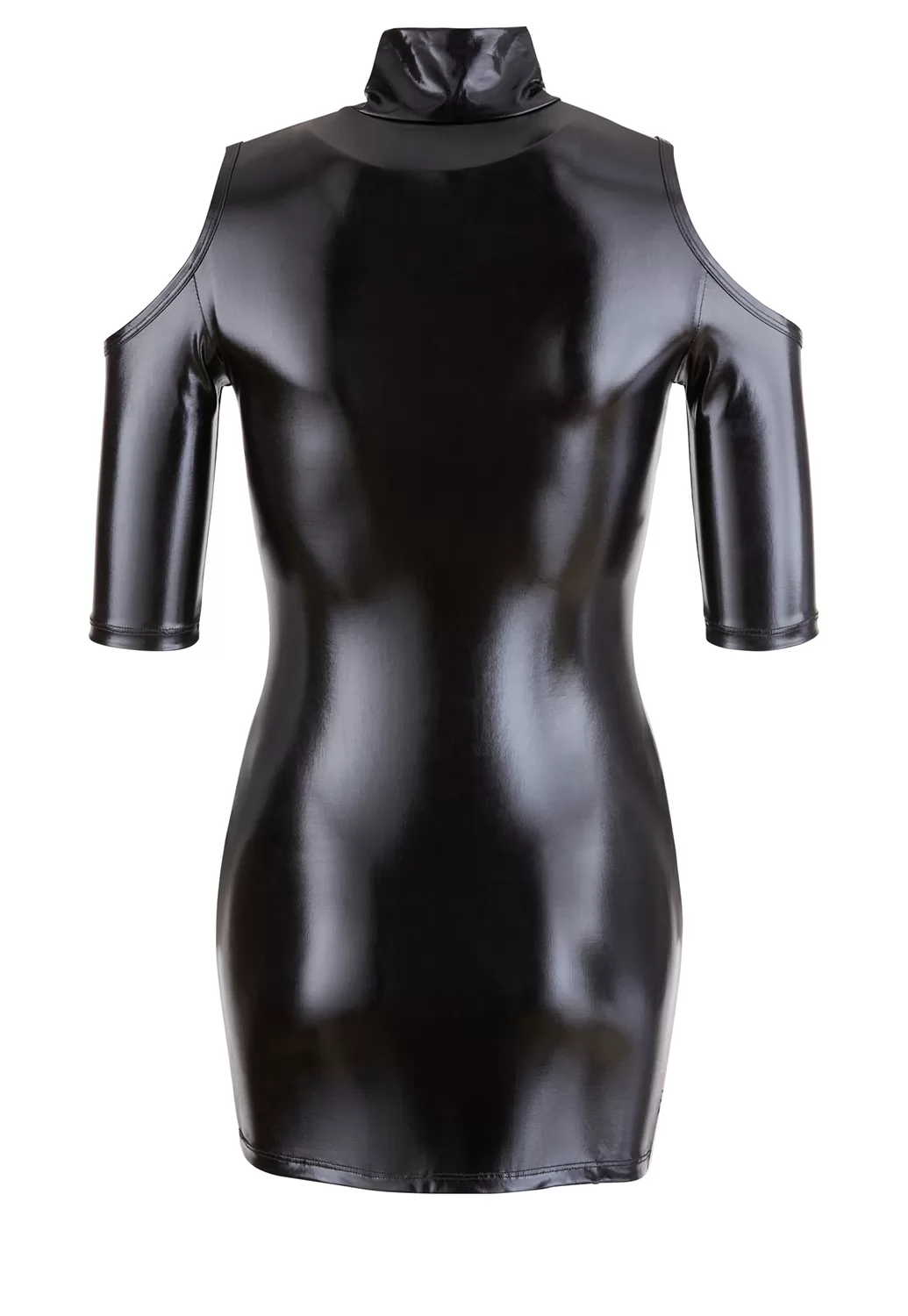 Robe épaules nues cuir simili manches